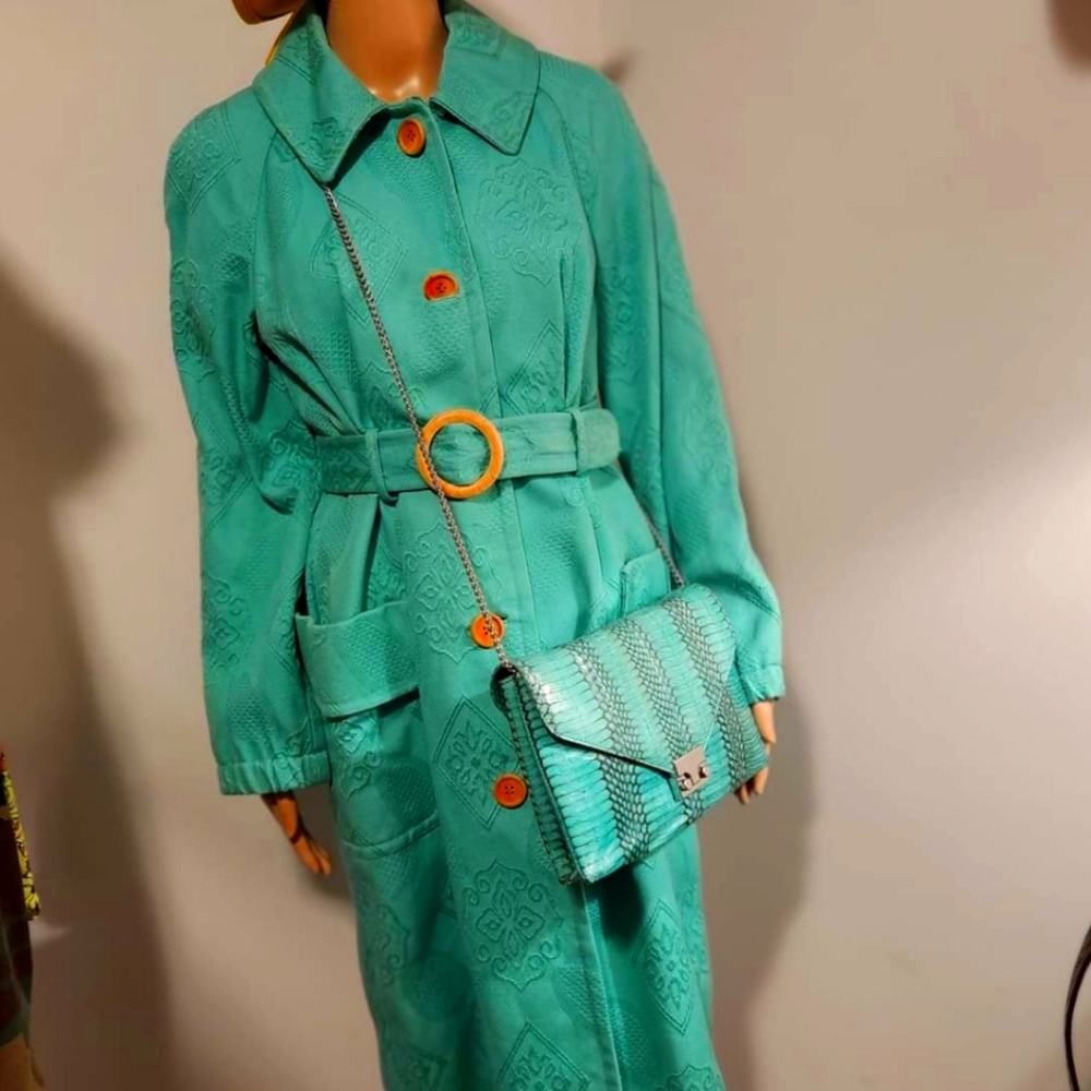 Bundle - Tracy Reese Brocade Trench AND Loeffler Randall Embossed Snake Clutch